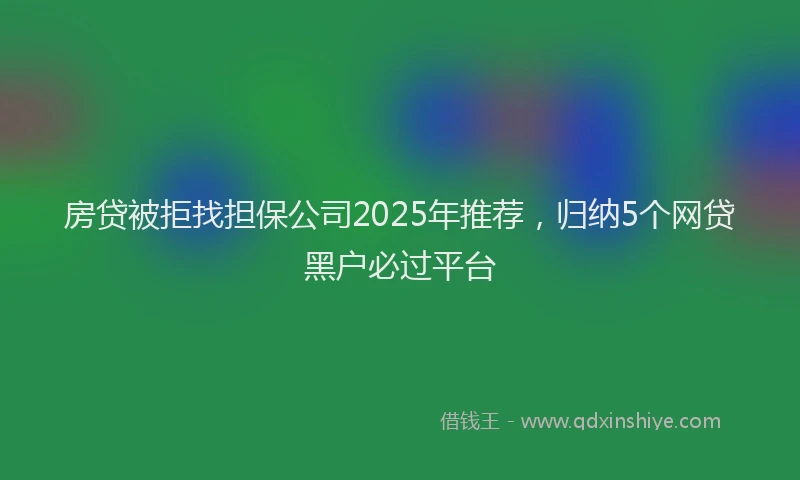房贷被拒找担保公司2025年推荐，归纳5个网贷黑户必过平台