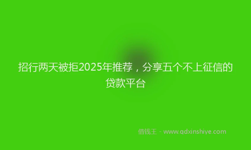 招行两天被拒2025年推荐，分享五个不上征信的贷款平台