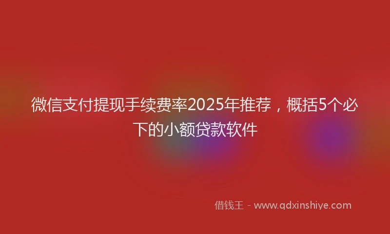 微信支付提现手续费率2025年推荐，概括5个必下的小额贷款软件