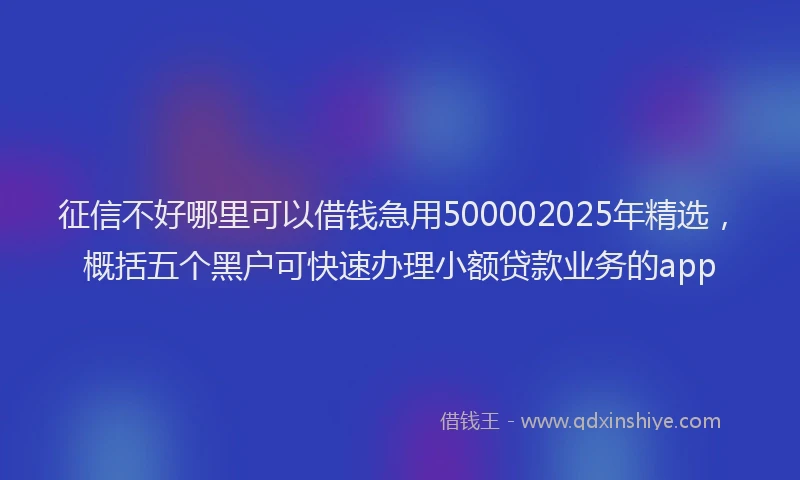 征信不好哪里可以借钱急用500002025年精选，概括五个黑户可快速办理小额贷款业务的app