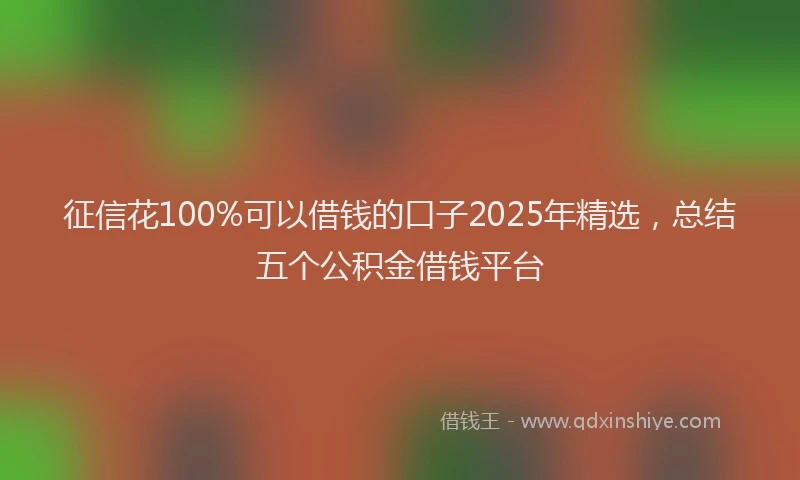 征信花100%可以借钱的口子2025年精选，总结五个公积金借钱平台