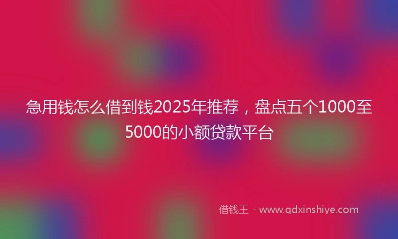 急用钱怎么借到钱2025年推荐，盘点五个1000至5000的小额贷款平台