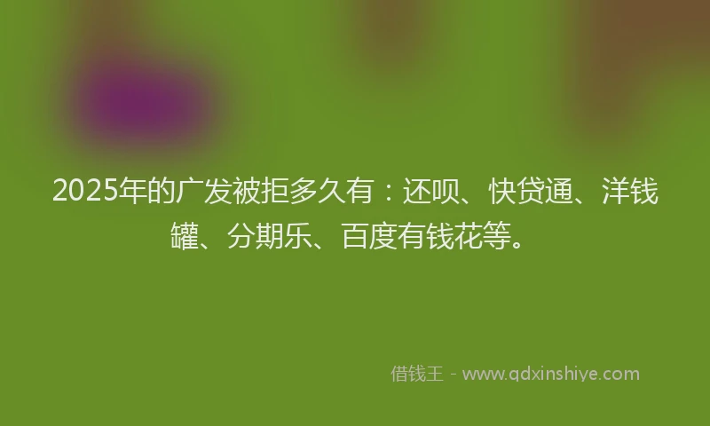 2025年的广发被拒多久有：还呗、快贷通、洋钱罐、分期乐、百度有钱花等。