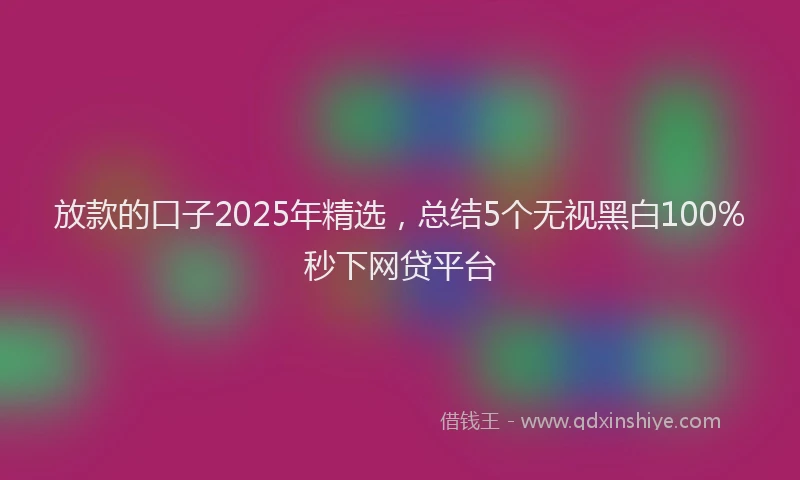 放款的口子2025年精选，总结5个无视黑白100%秒下网贷平台