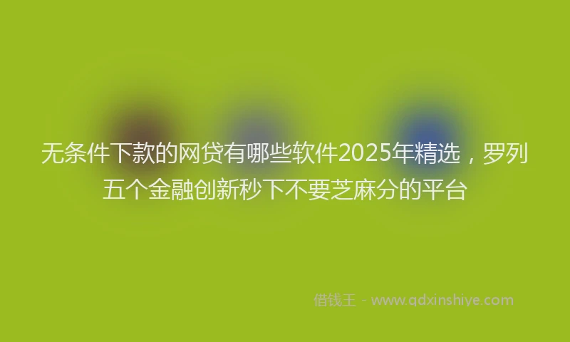 无条件下款的网贷有哪些软件2025年精选，罗列五个金融创新秒下不要芝麻分的平台