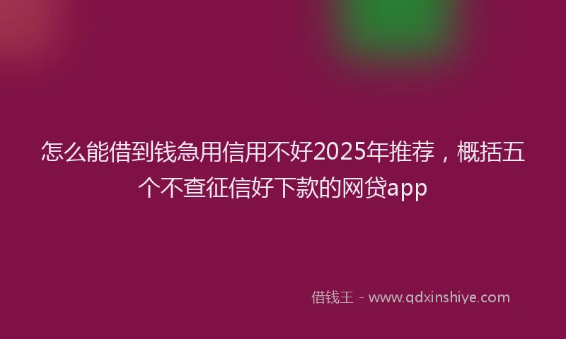 怎么能借到钱急用信用不好2025年推荐，概括五个不查征信好下款的网贷app