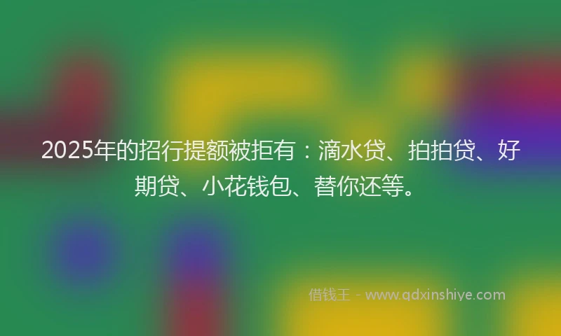 2025年的招行提额被拒有：滴水贷、拍拍贷、好期贷、小花钱包、替你还等。