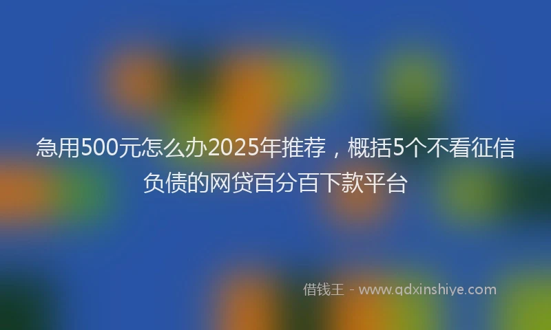 急用500元怎么办2025年推荐，概括5个不看征信负债的网贷百分百下款平台