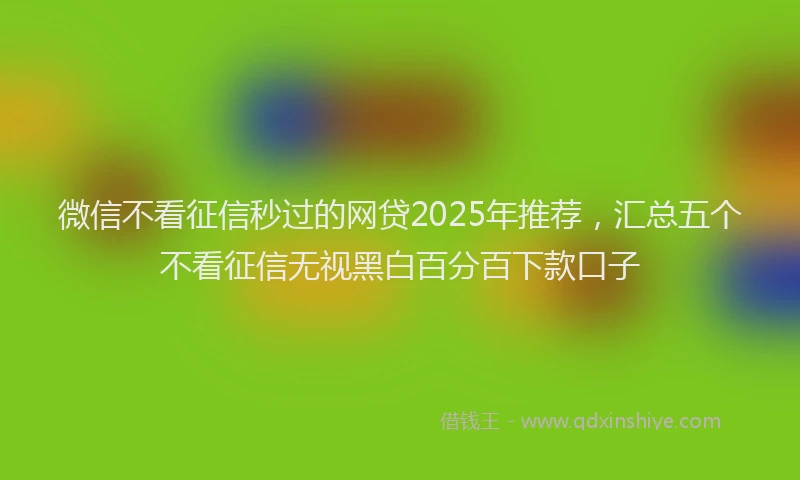 微信不看征信秒过的网贷2025年推荐，汇总五个不看征信无视黑白百分百下款口子