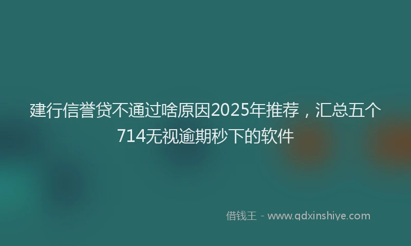 建行信誉贷不通过啥原因2025年推荐，汇总五个714无视逾期秒下的软件