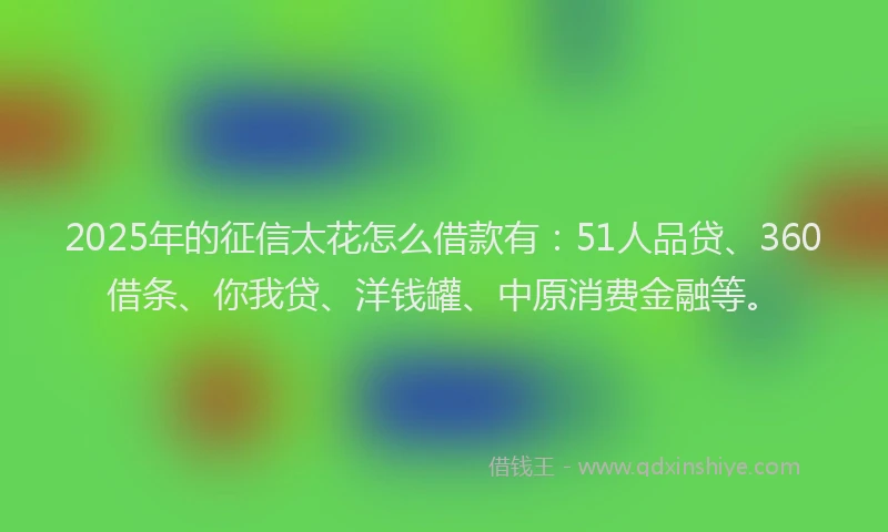 2025年的征信太花怎么借款有：51人品贷、360借条、你我贷、洋钱罐、中原消费金融等。