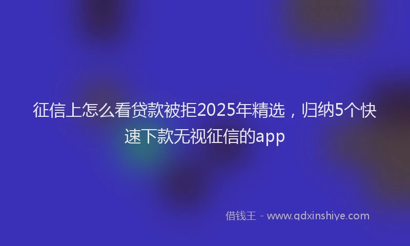 征信上怎么看贷款被拒2025年精选，归纳5个快速下款无视征信的app