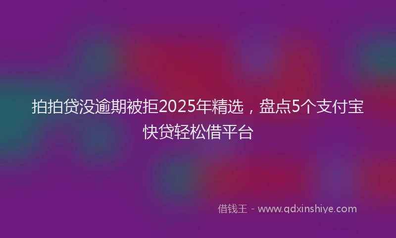 拍拍贷没逾期被拒2025年精选，盘点5个支付宝快贷轻松借平台