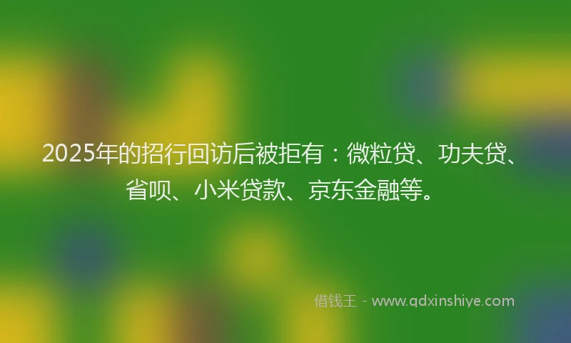 2025年的招行回访后被拒有：微粒贷、功夫贷、省呗、小米贷款、京东金融等。