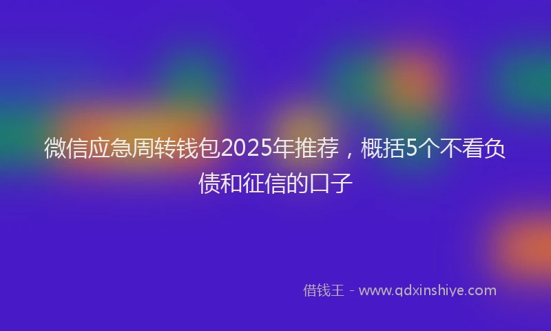 微信应急周转钱包2025年推荐，概括5个不看负债和征信的口子