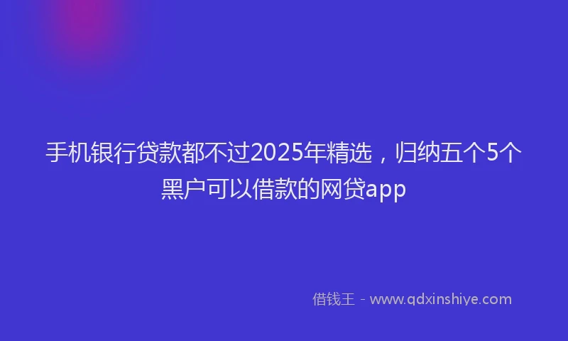 手机银行贷款都不过2025年精选，归纳五个5个黑户可以借款的网贷app