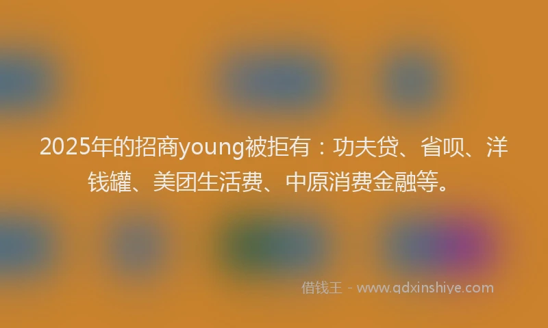 2025年的招商young被拒有：功夫贷、省呗、洋钱罐、美团生活费、中原消费金融等。