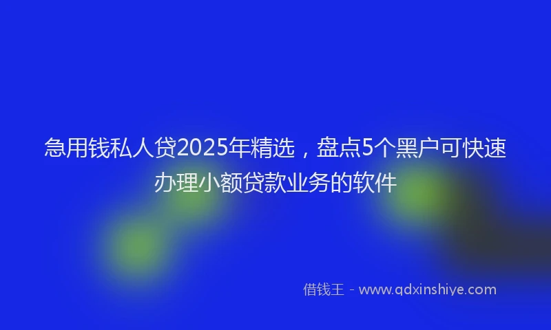 急用钱私人贷2025年精选，盘点5个黑户可快速办理小额贷款业务的软件