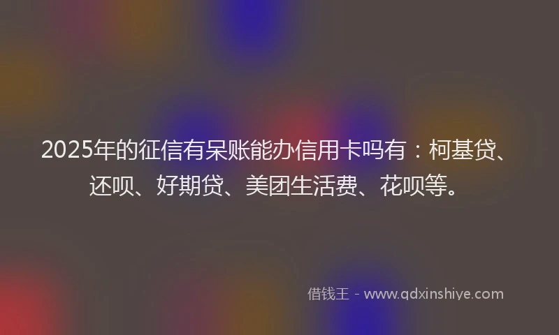 2025年的征信有呆账能办信用卡吗有：柯基贷、还呗、好期贷、美团生活费、花呗等。