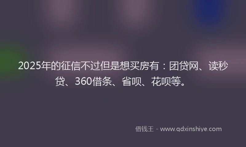 2025年的征信不过但是想买房有：团贷网、读秒贷、360借条、省呗、花呗等。