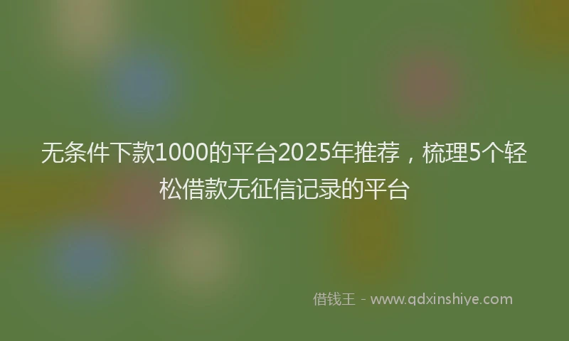 无条件下款1000的平台2025年推荐，梳理5个轻松借款无征信记录的平台