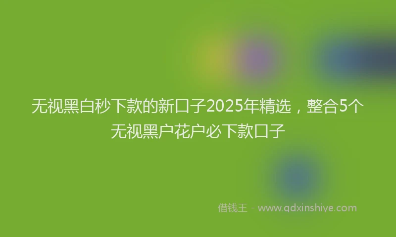 无视黑白秒下款的新口子2025年精选，整合5个无视黑户花户必下款口子