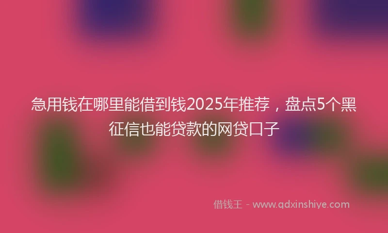 急用钱在哪里能借到钱2025年推荐，盘点5个黑征信也能贷款的网贷口子