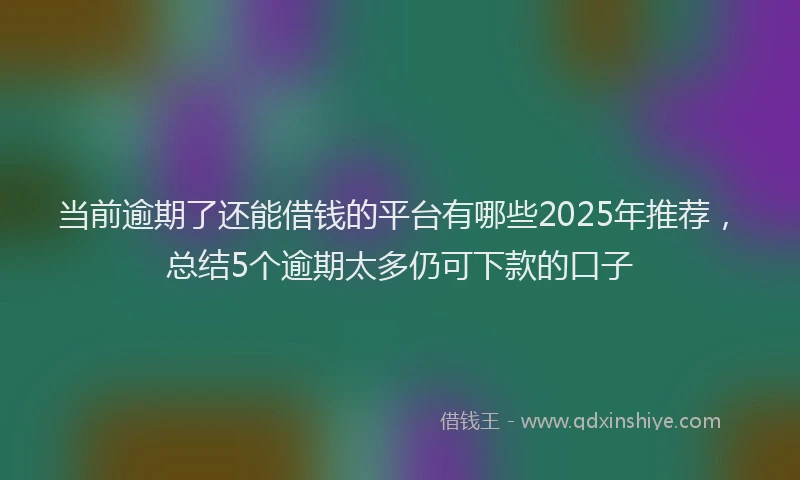 当前逾期了还能借钱的平台有哪些2025年推荐，总结5个逾期太多仍可下款的口子