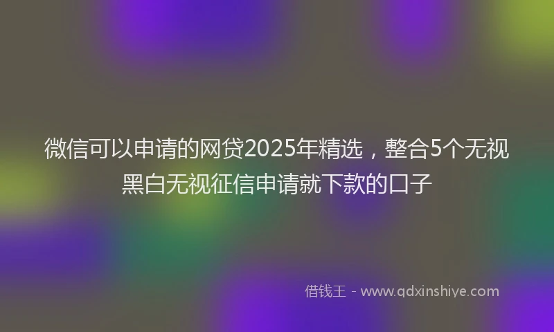 微信可以申请的网贷2025年精选，整合5个无视黑白无视征信申请就下款的口子