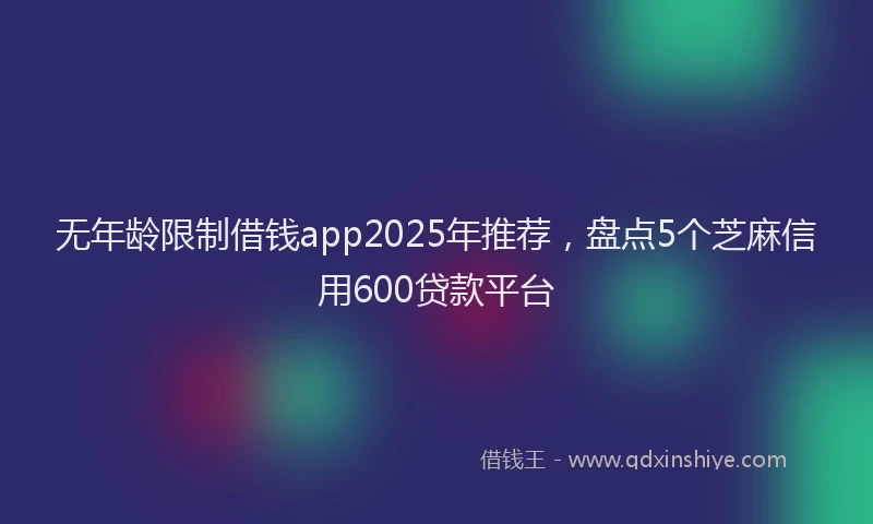 无年龄限制借钱app2025年推荐，盘点5个芝麻信用600贷款平台