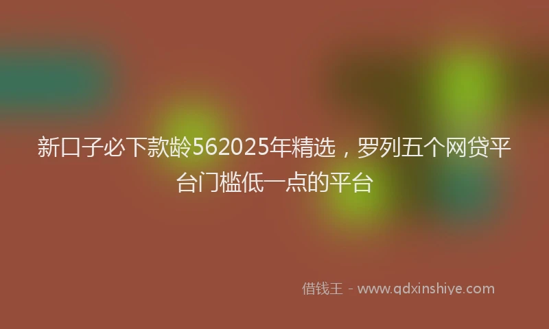 新口子必下款龄562025年精选，罗列五个网贷平台门槛低一点的平台