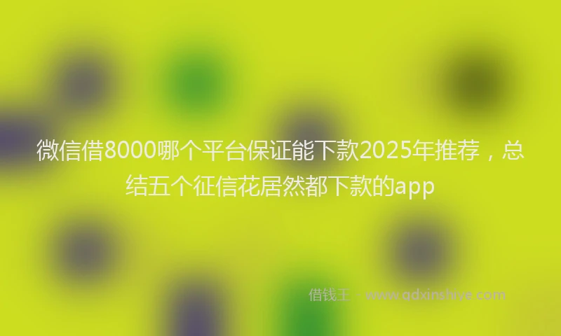 微信借8000哪个平台保证能下款2025年推荐，总结五个征信花居然都下款的app