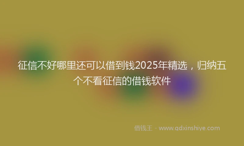 征信不好哪里还可以借到钱2025年精选，归纳五个不看征信的借钱软件