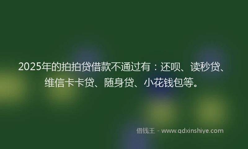 2025年的拍拍贷借款不通过有：还呗、读秒贷、维信卡卡贷、随身贷、小花钱包等。