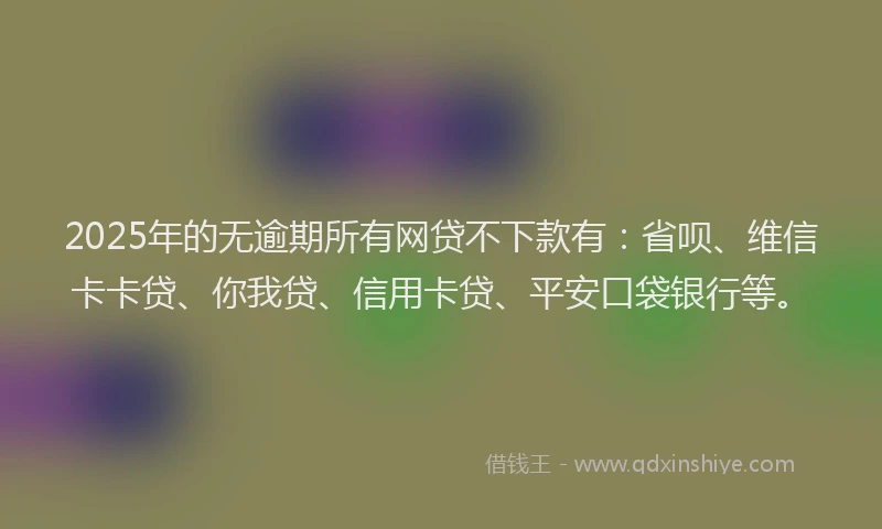 2025年的无逾期所有网贷不下款有：省呗、维信卡卡贷、你我贷、信用卡贷、平安口袋银行等。