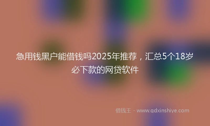 急用钱黑户能借钱吗2025年推荐，汇总5个18岁必下款的网贷软件