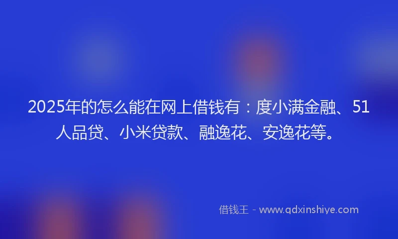 2025年的怎么能在网上借钱有：度小满金融、51人品贷、小米贷款、融逸花、安逸花等。