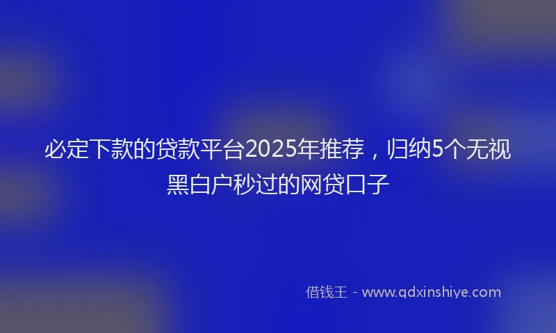 必定下款的贷款平台2025年推荐，归纳5个无视黑白户秒过的网贷口子