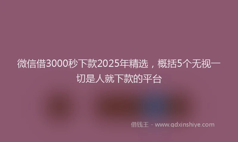 微信借3000秒下款2025年精选，概括5个无视一切是人就下款的平台