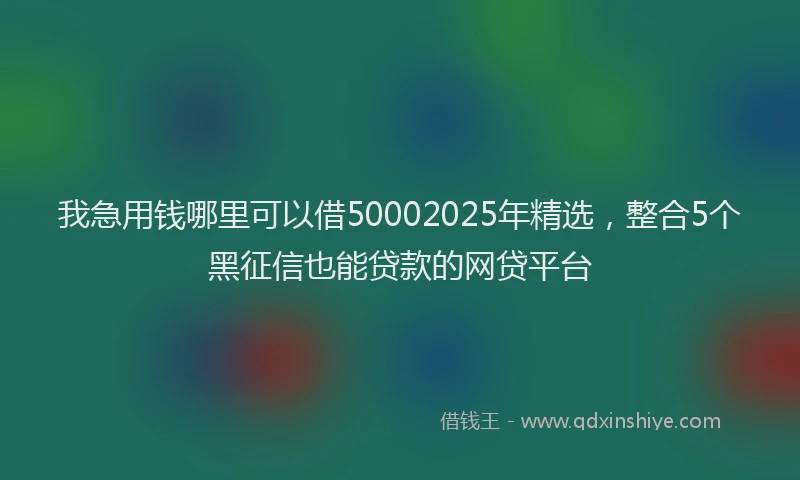我急用钱哪里可以借50002025年精选，整合5个黑征信也能贷款的网贷平台