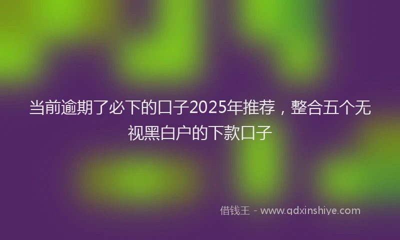 当前逾期了必下的口子2025年推荐，整合五个无视黑白户的下款口子