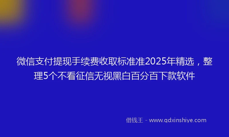 微信支付提现手续费收取标准准2025年精选，整理5个不看征信无视黑白百分百下款软件