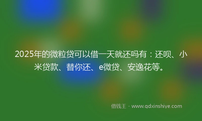 2025年的微粒贷可以借一天就还吗有：还呗、小米贷款、替你还、e微贷、安逸花等。