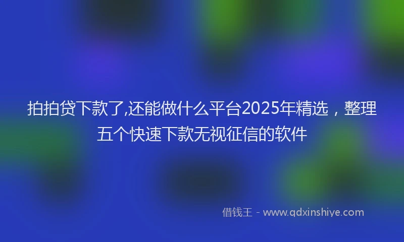 拍拍贷下款了,还能做什么平台2025年精选，整理五个快速下款无视征信的软件