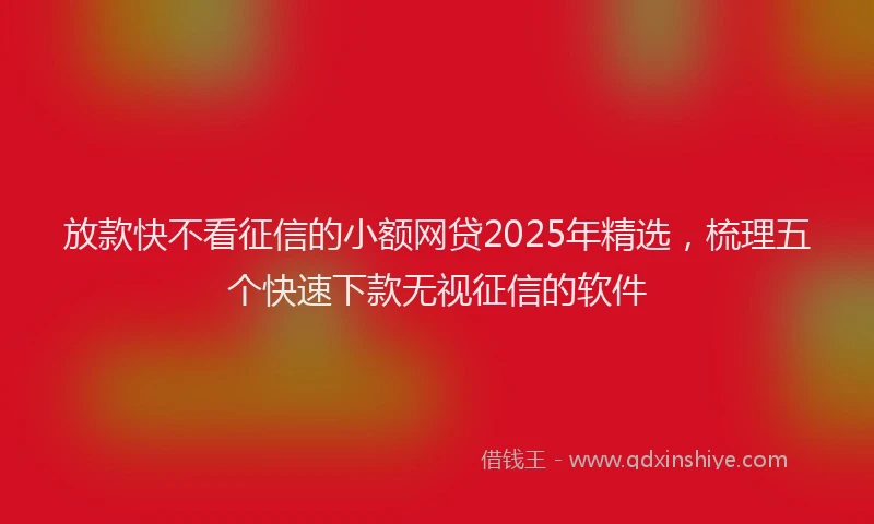 放款快不看征信的小额网贷2025年精选，梳理五个快速下款无视征信的软件