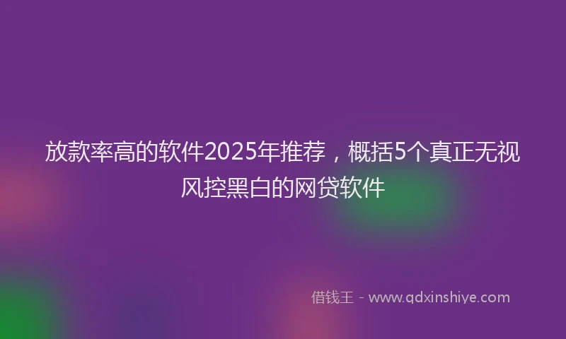 放款率高的软件2025年推荐，概括5个真正无视风控黑白的网贷软件