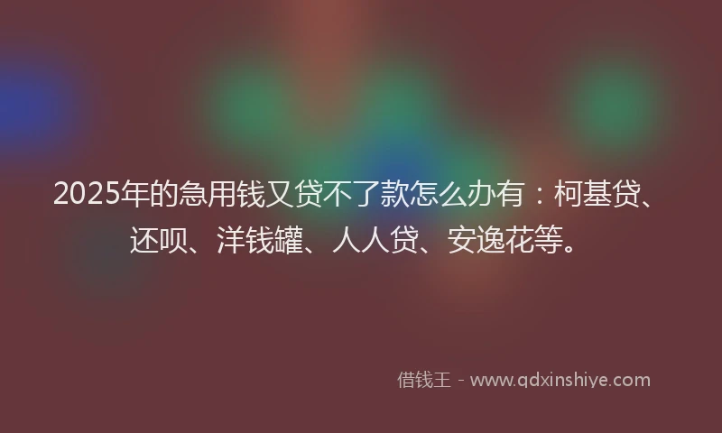 2025年的急用钱又贷不了款怎么办有：柯基贷、还呗、洋钱罐、人人贷、安逸花等。