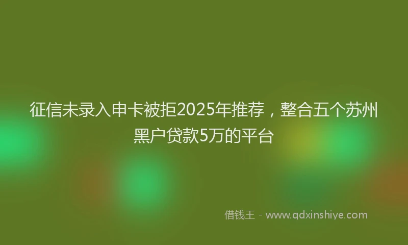 征信未录入申卡被拒2025年推荐，整合五个苏州黑户贷款5万的平台