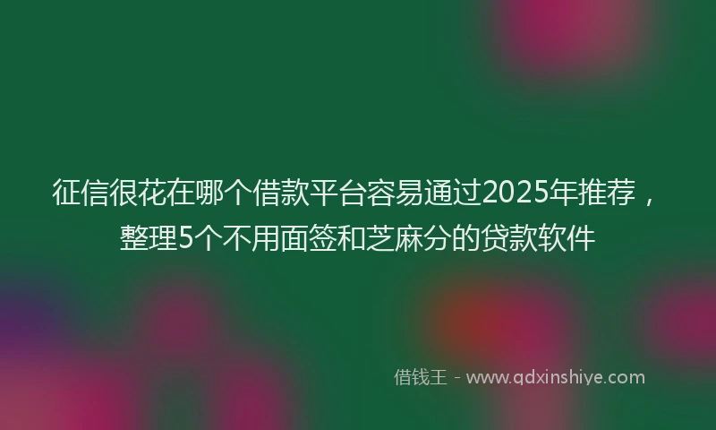 征信很花在哪个借款平台容易通过2025年推荐，整理5个不用面签和芝麻分的贷款软件