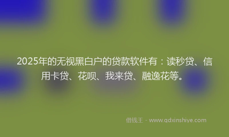 2025年的无视黑白户的贷款软件有：读秒贷、信用卡贷、花呗、我来贷、融逸花等。